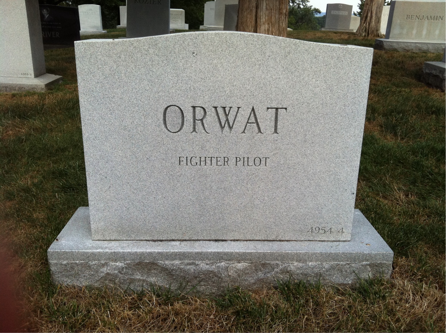 Back of headstone — Norman Orwat