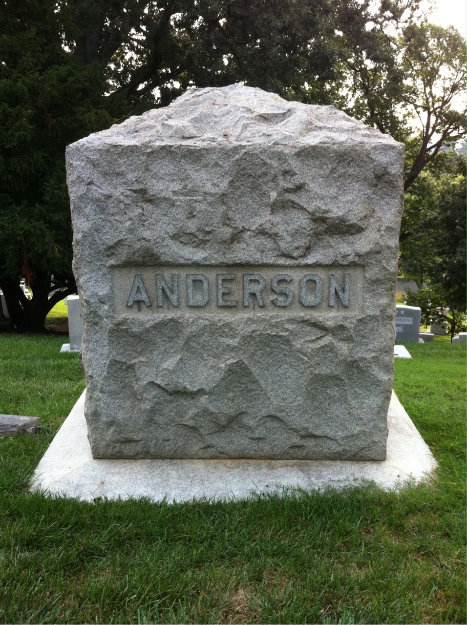 Back of headstone — Elizabeth Anderson