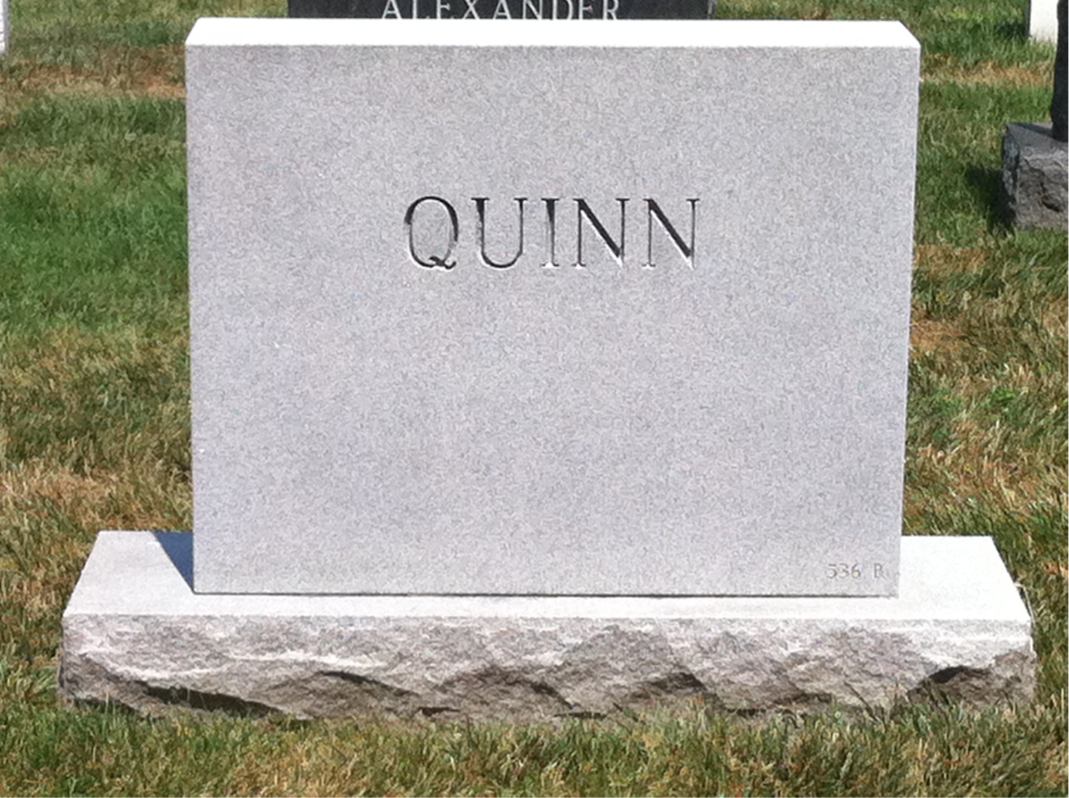 Back of headstone — William Quinn
