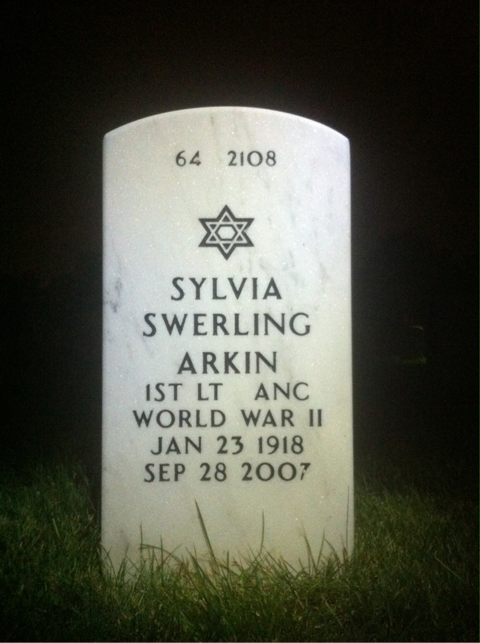 Back of headstone — Morris Arkin