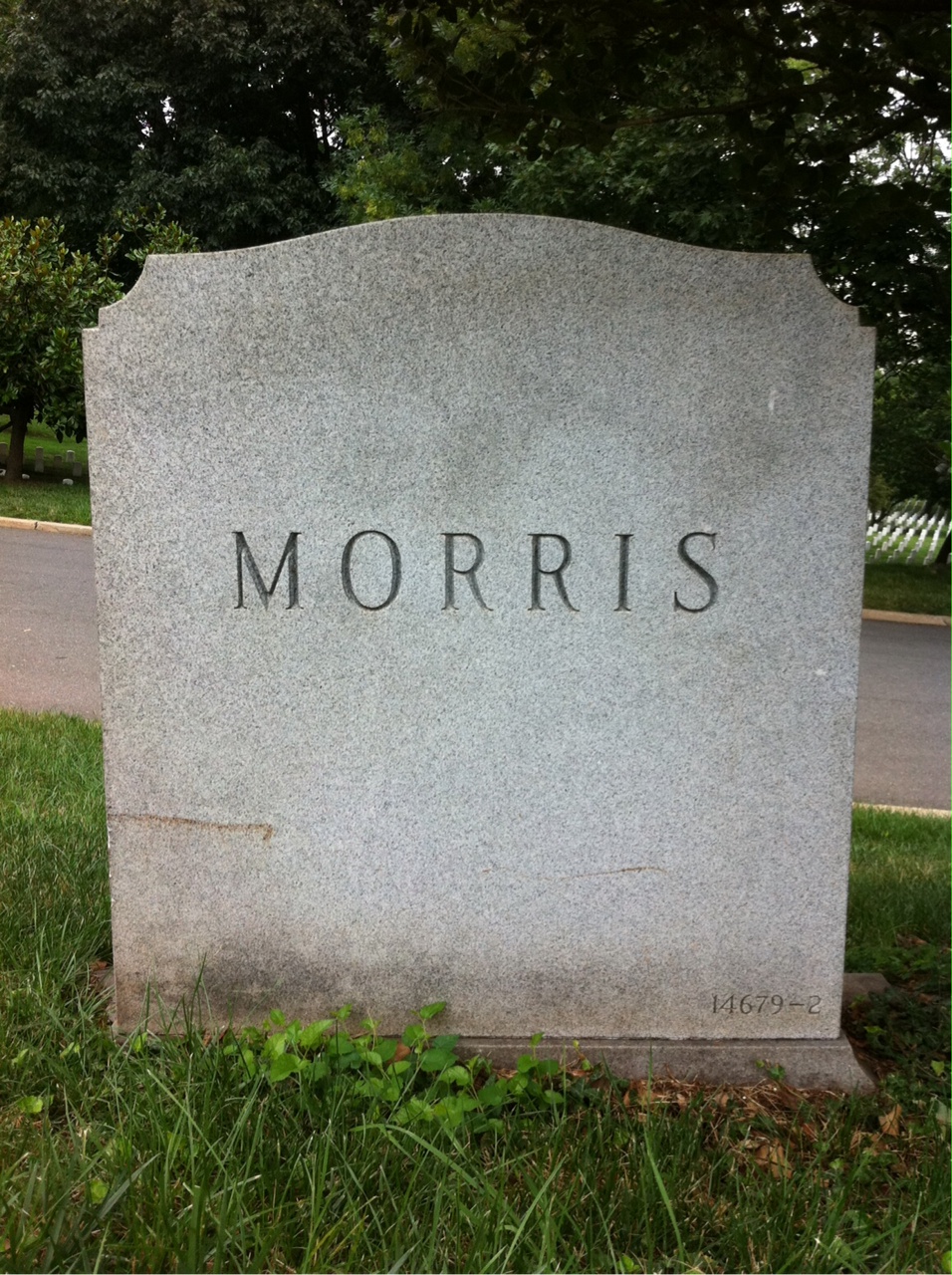 Back of headstone — John Morris