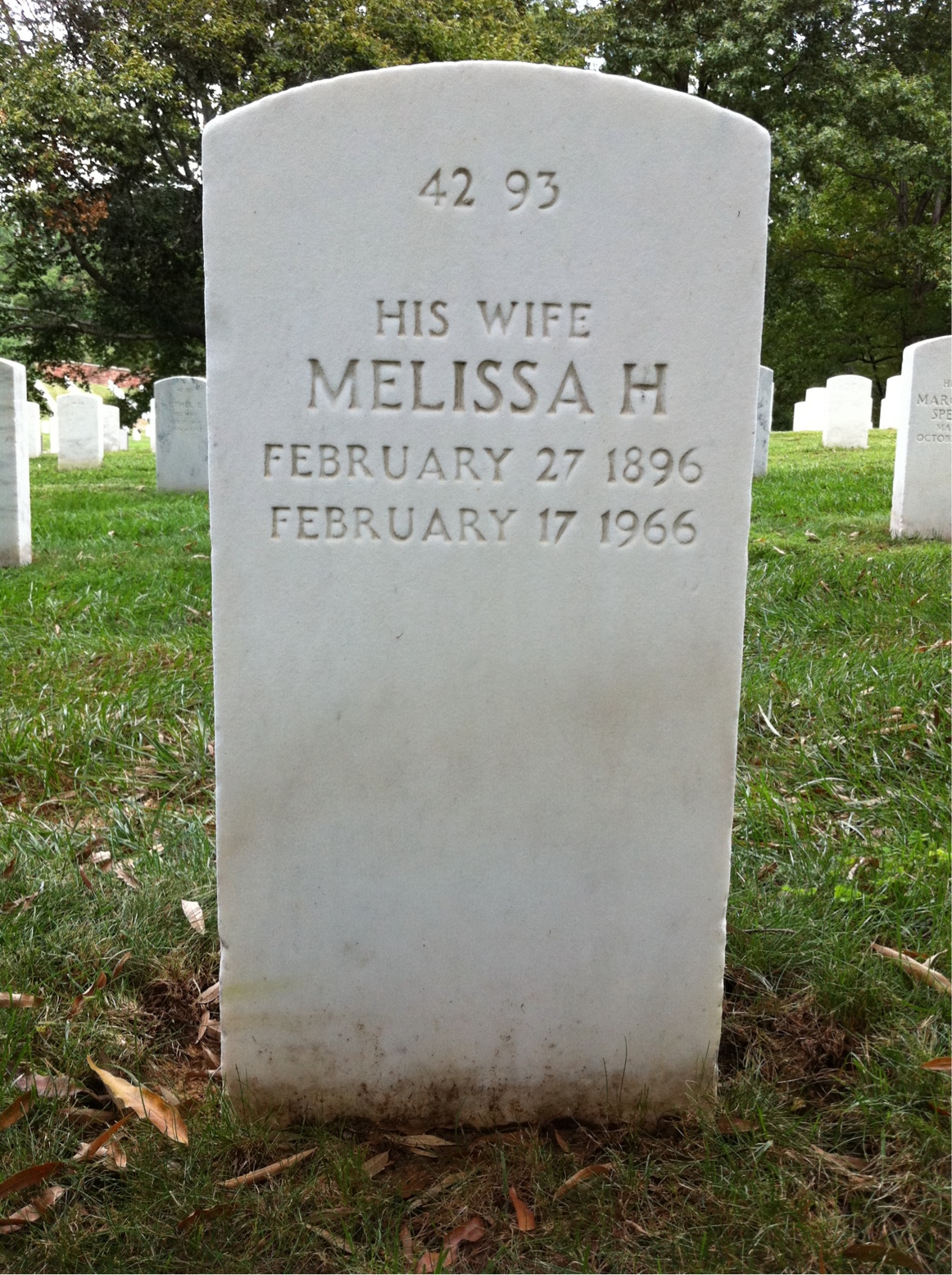 Back of headstone — William J Hogan