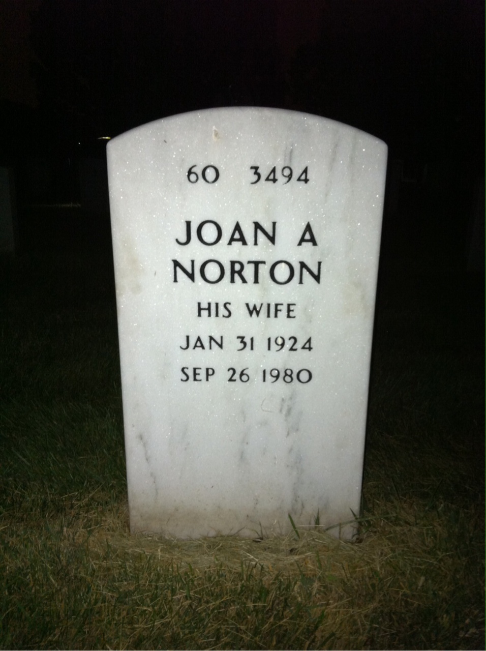 Back of headstone — Robert Norton