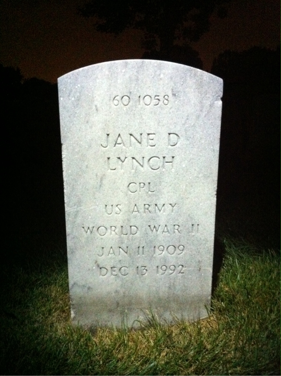 Back of headstone — William J Lynch