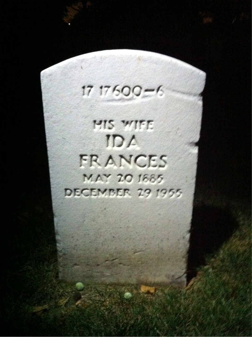 Back of headstone — Fred Andersen