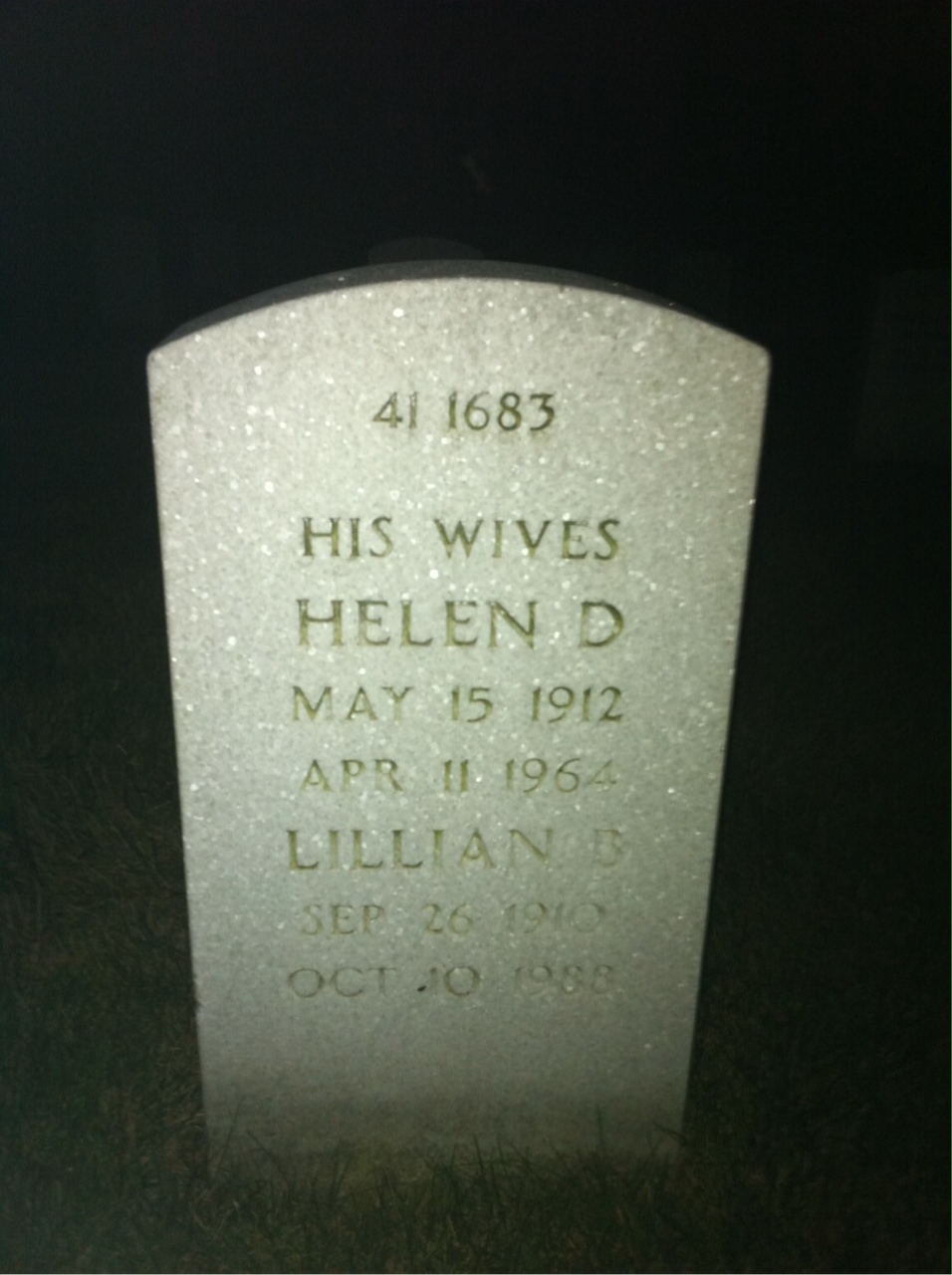 Back of headstone — Milton F Thompson