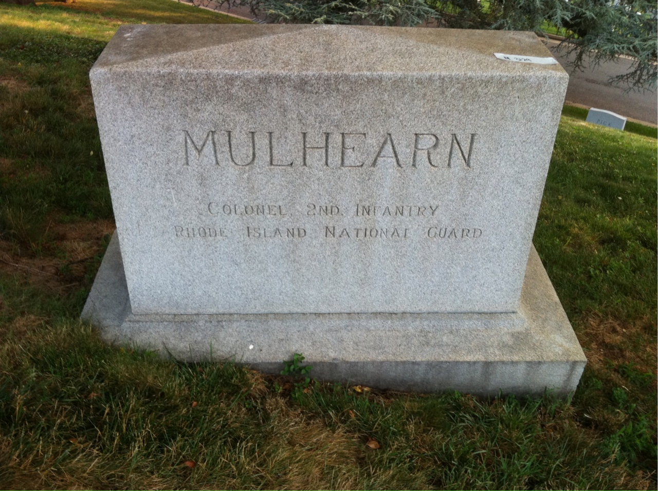 Back of headstone — Charles Mulhearn