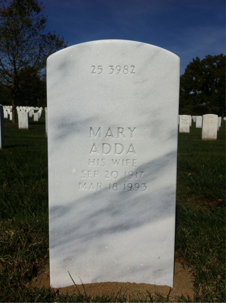 Back of headstone — George B Hawkins