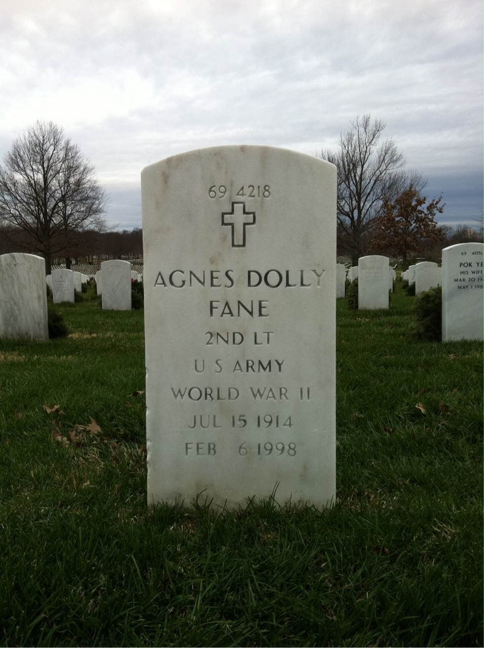 Back of headstone — Agnes Fane