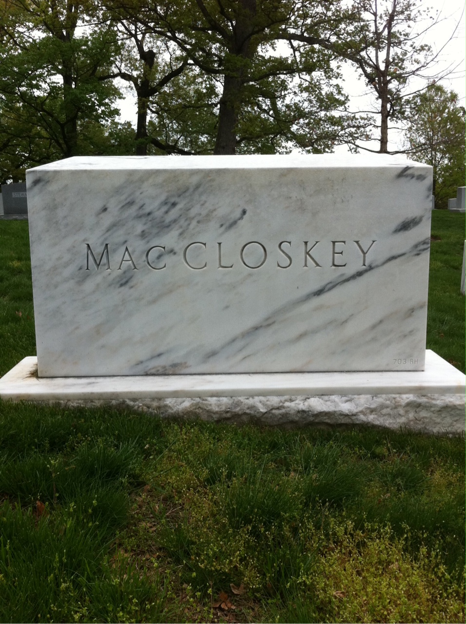 Back of headstone — Monro Maccloskey
