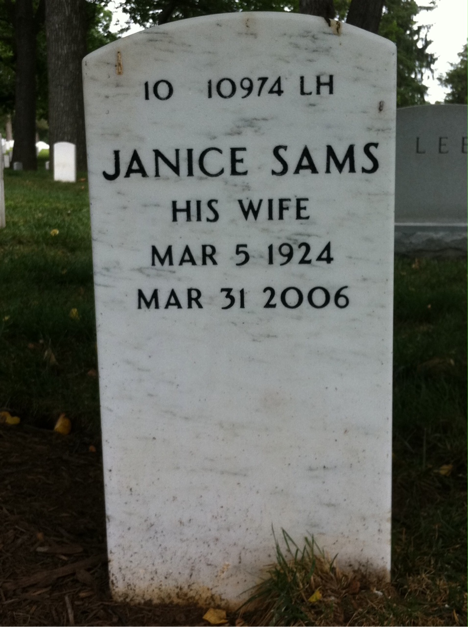 Back of headstone — John Cole