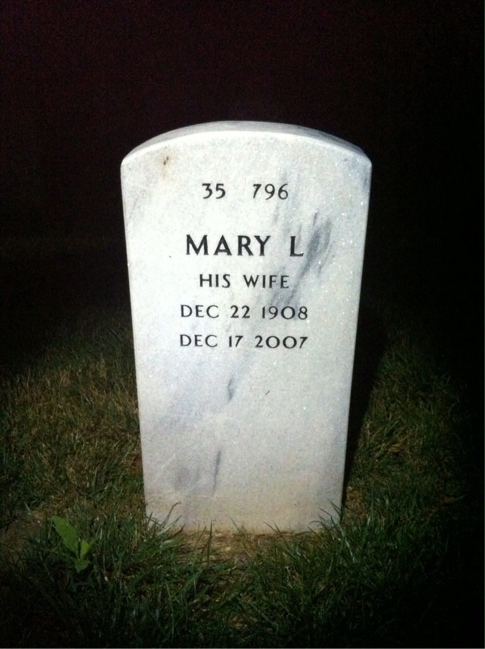 Back of headstone — Virgil Gerald