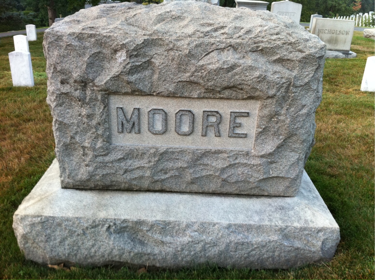 Back of headstone — Francis Moore