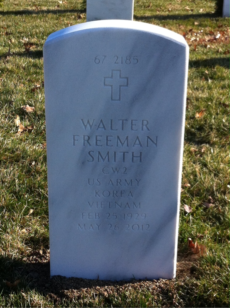Back of headstone — Walter Freeman Smith