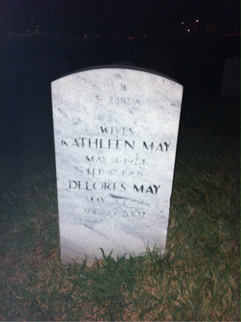 Back of headstone — Delores Muller