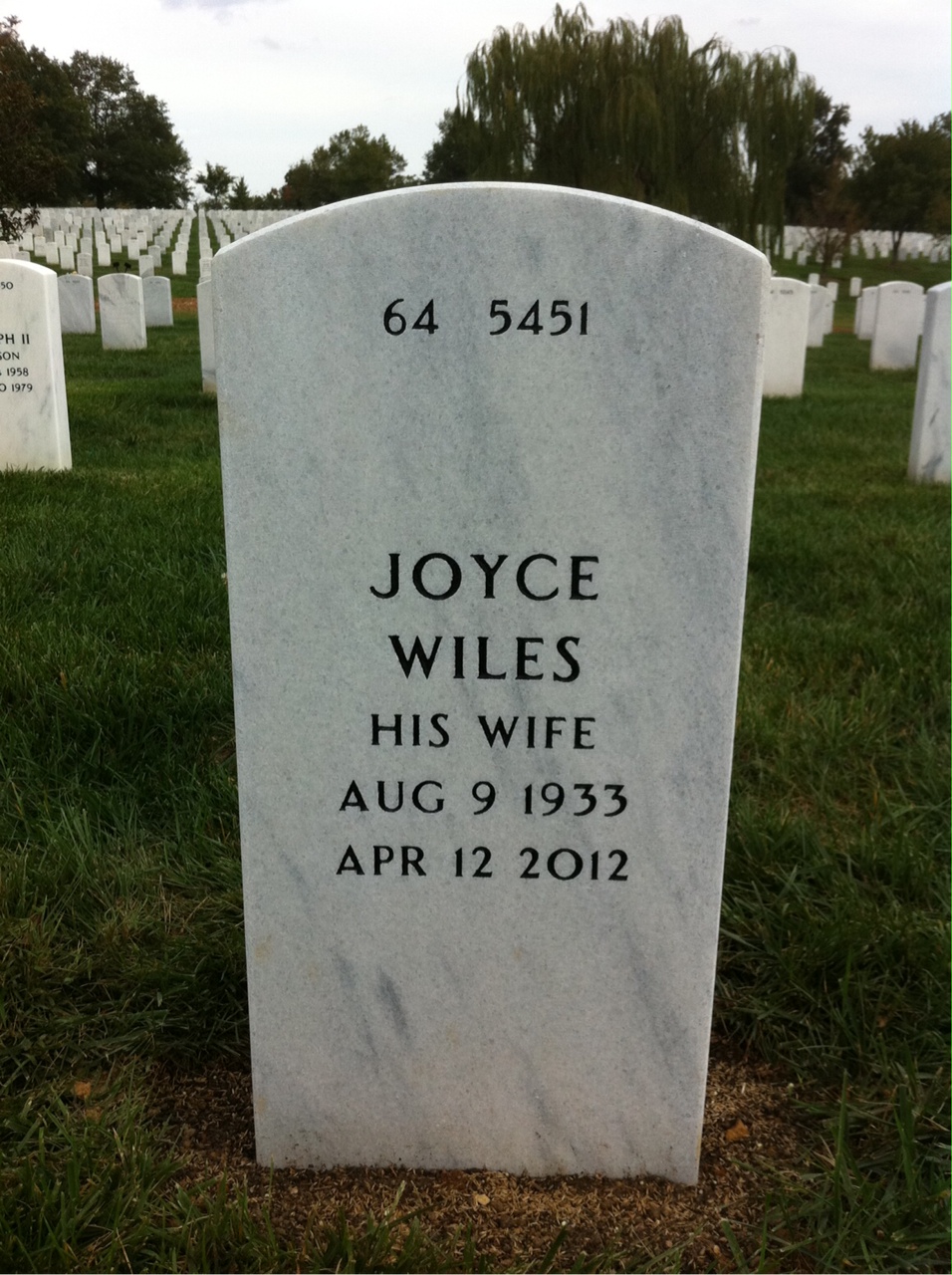 Back of headstone — John Cramer