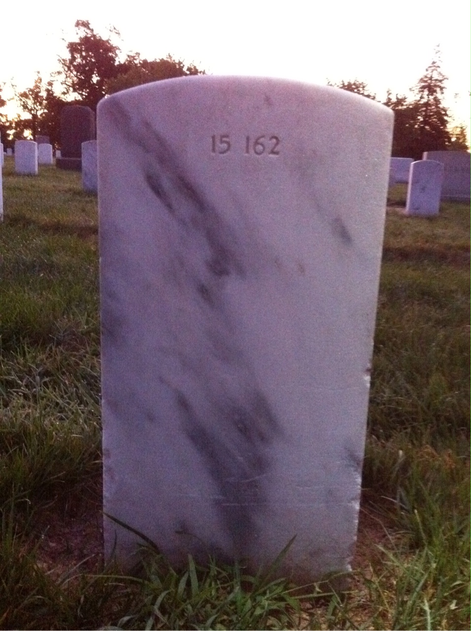 Back of headstone — Infant Adams