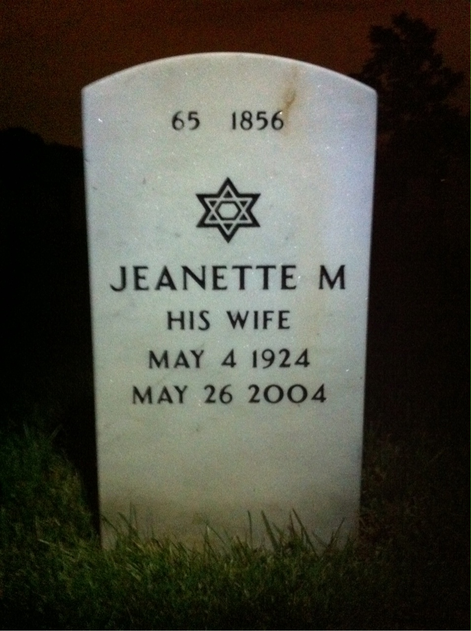 Back of headstone — Michael Augelli