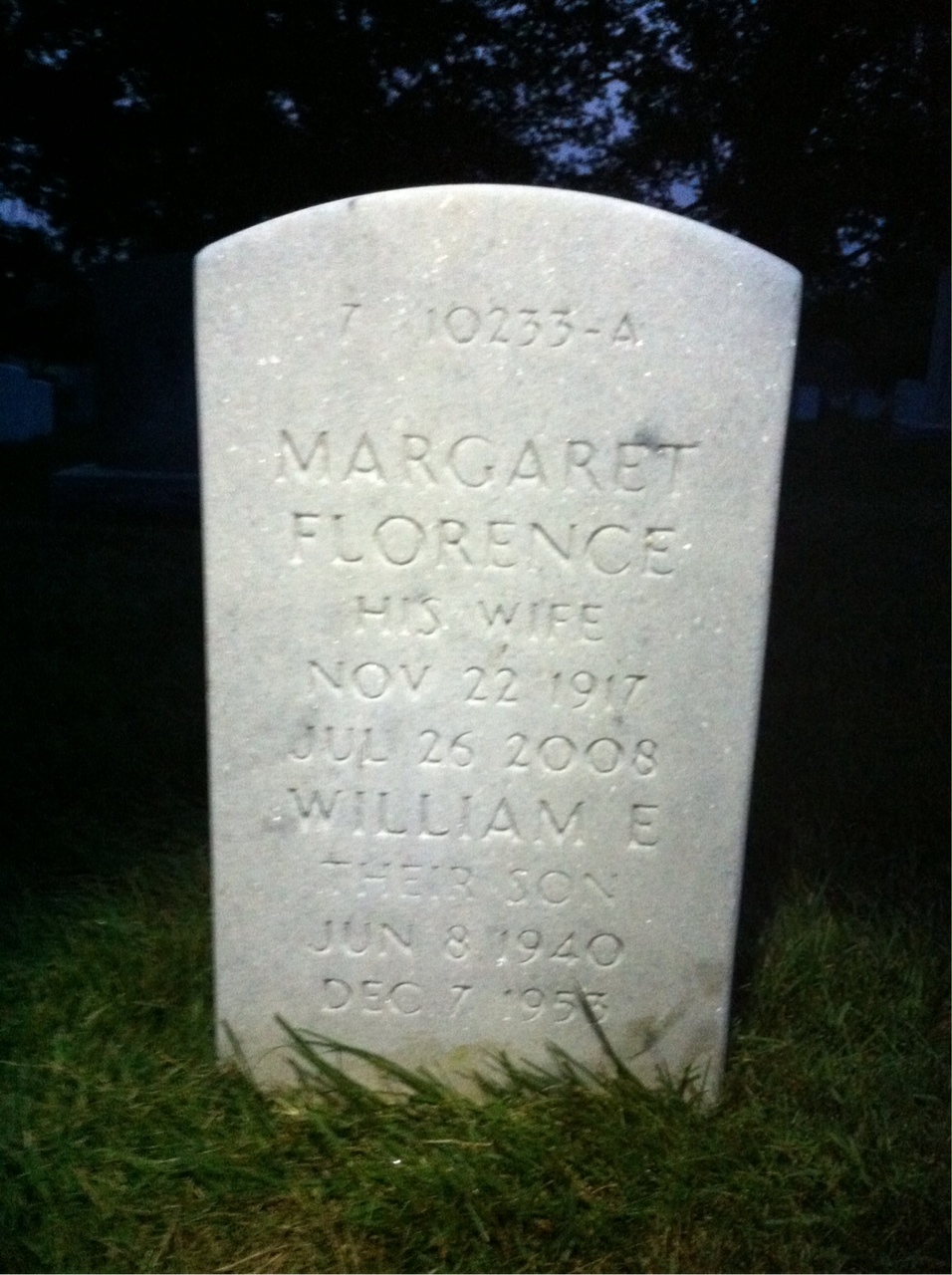 Back of headstone — Gladden Leonard