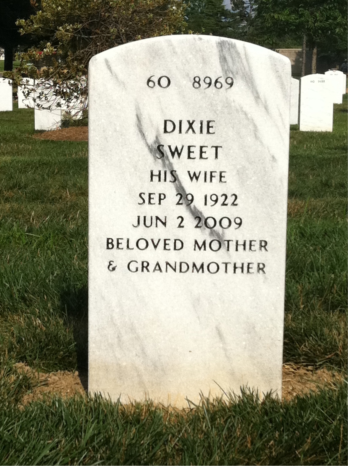 Back of headstone — Lauren Arn