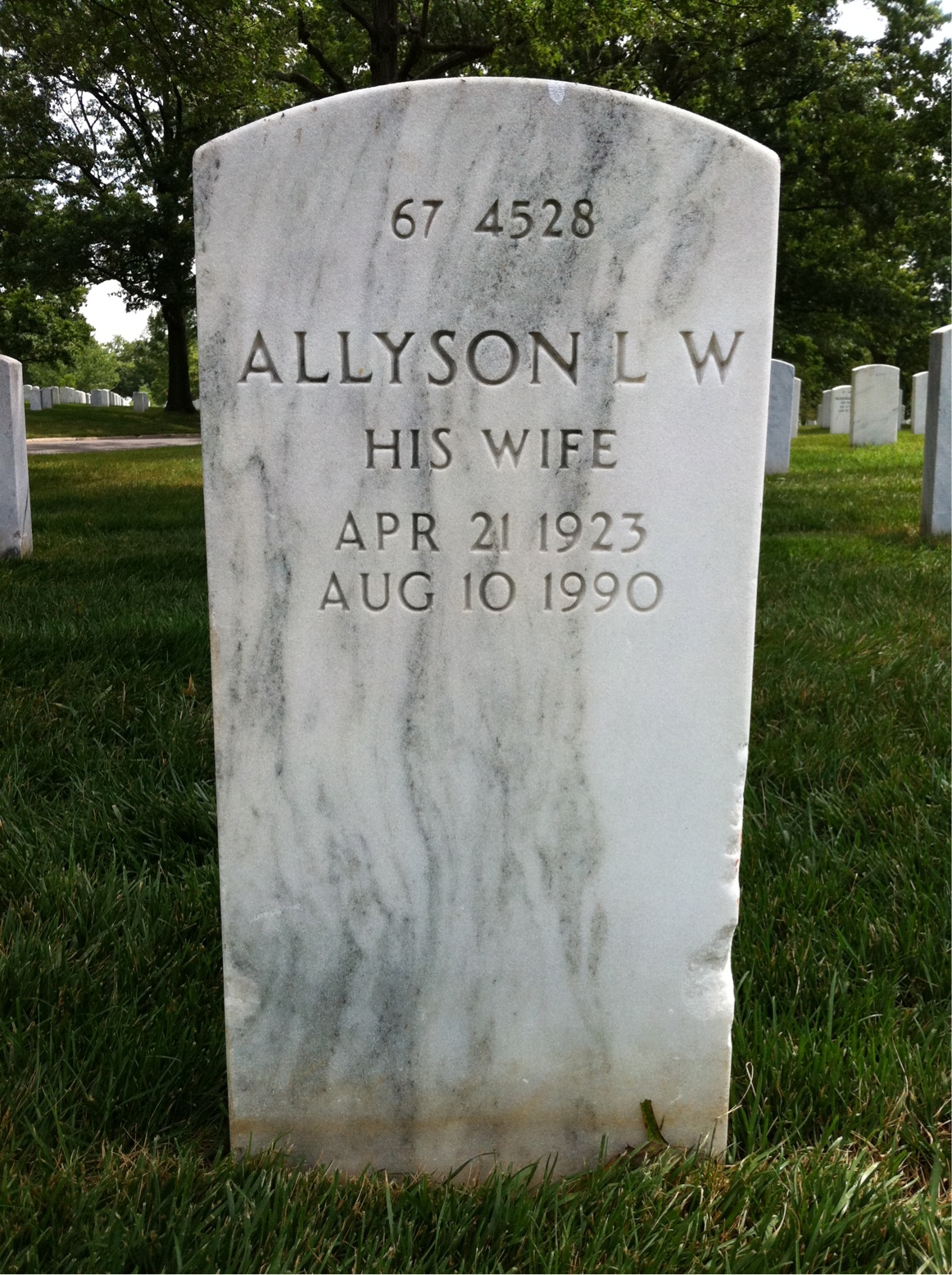 Back of headstone — Allyson Barrett