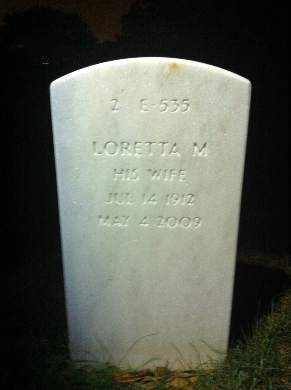 Back of headstone — Herbert Gagne