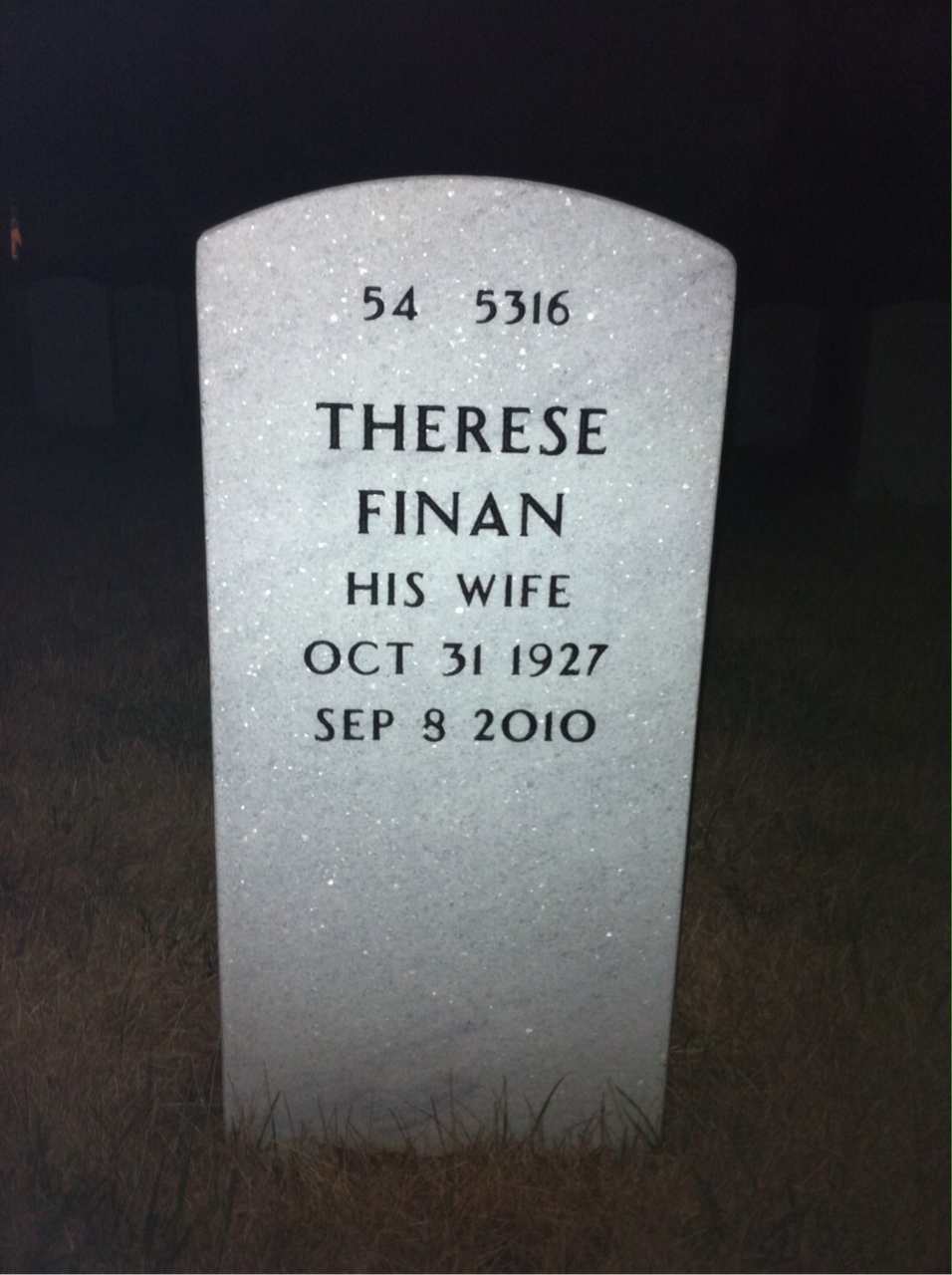 Back of headstone — Vincent Calo