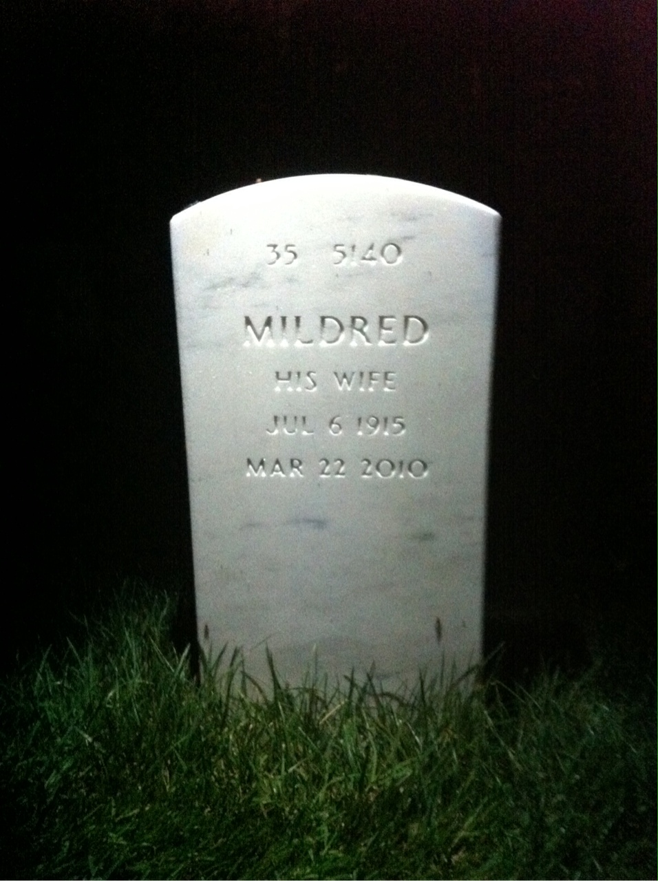 Back of headstone — Carl Rice
