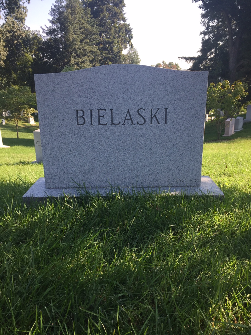 Back of headstone — Fred Bielaski