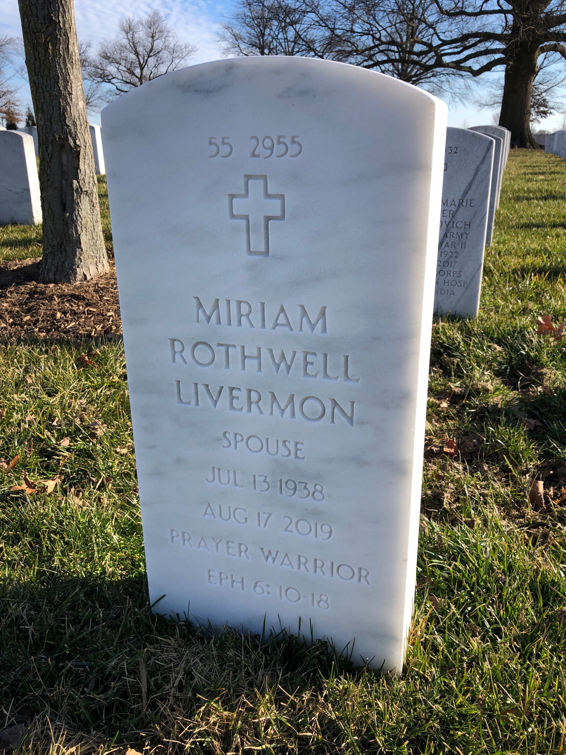 Back of headstone — William Raynor Livermon
