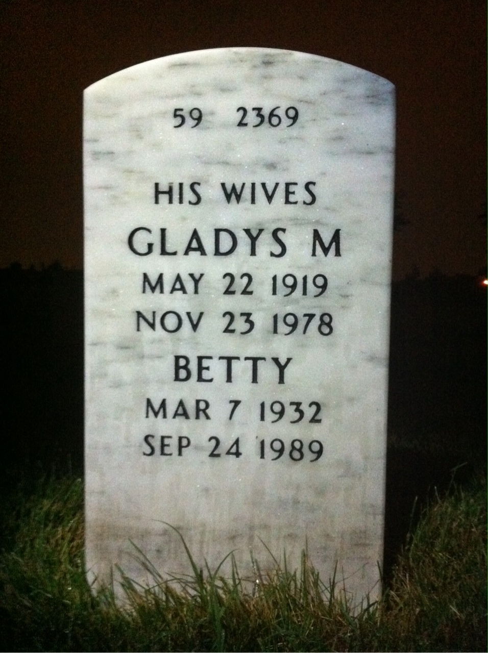 Back of headstone — Guy Brunacci