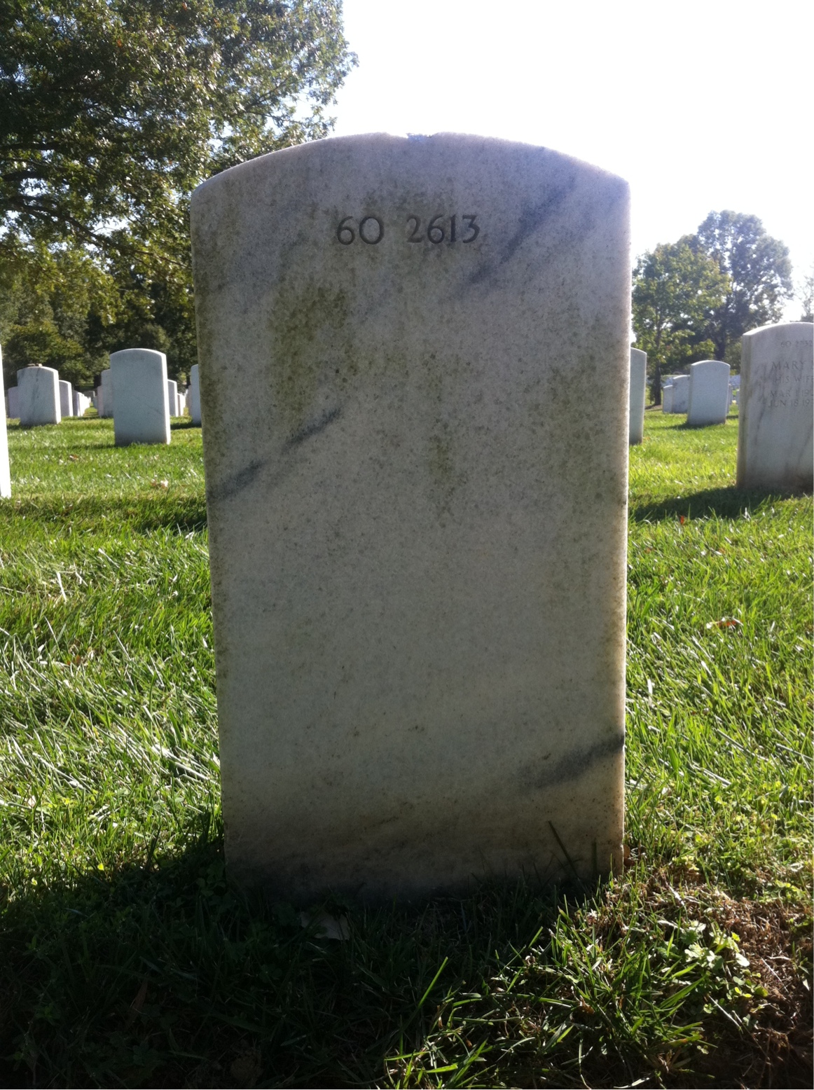 Back of headstone — Victor Adams