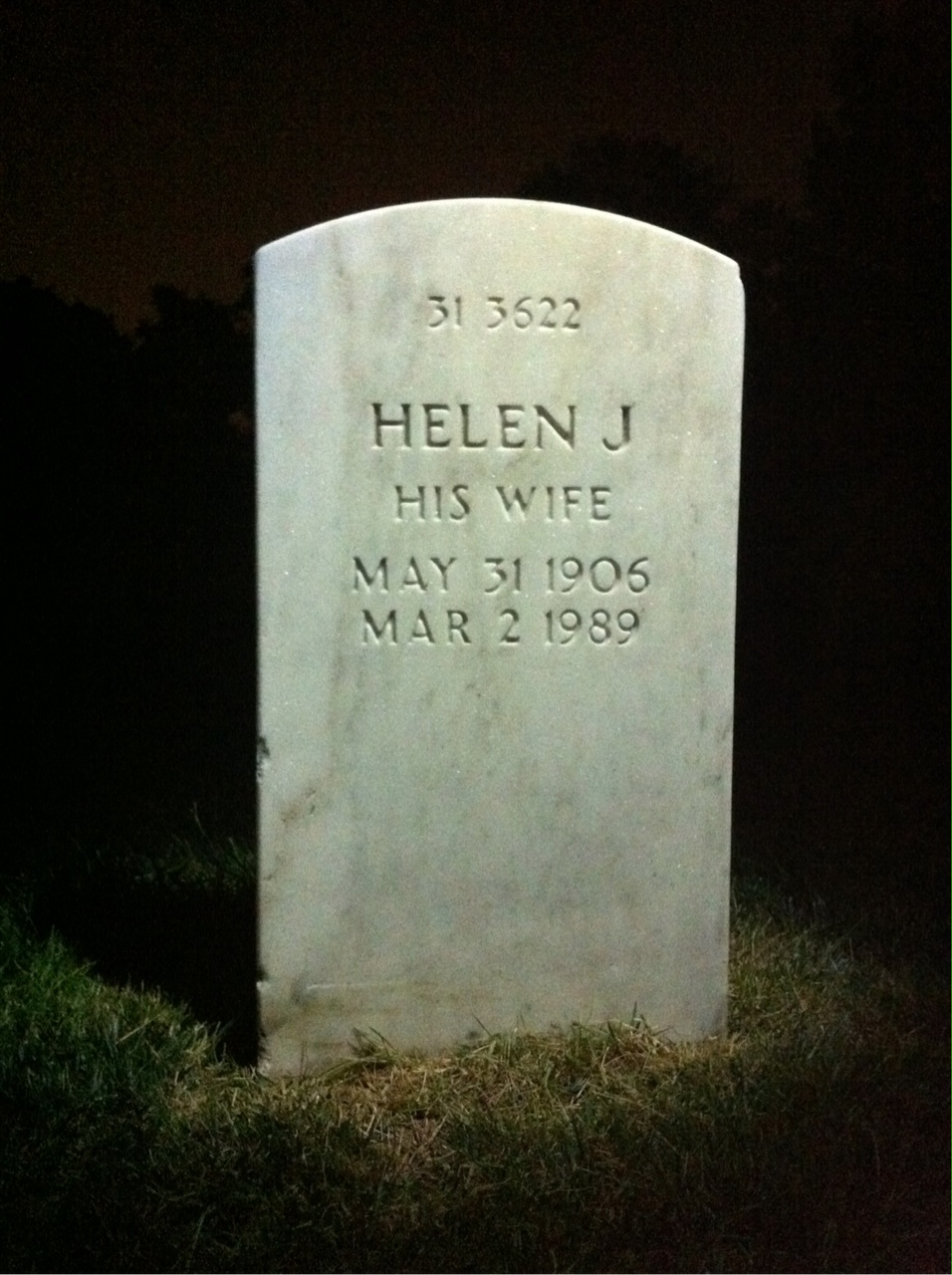 Back of headstone — Helen Balchun