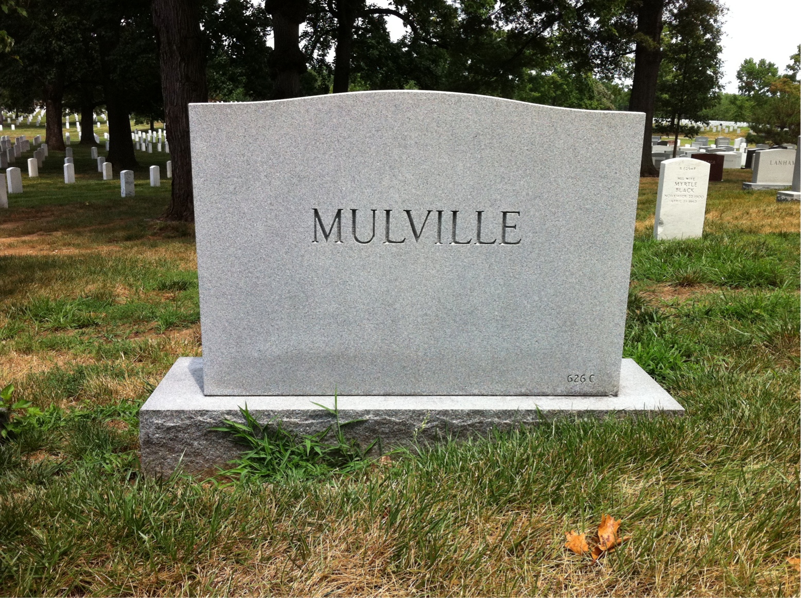 Back of headstone — Edmund Mulville