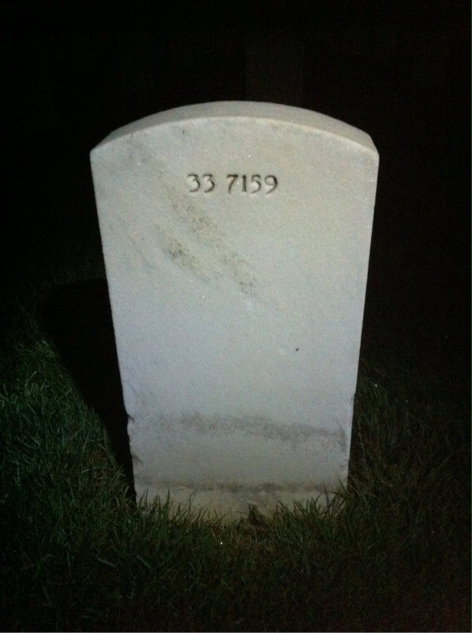 Back of headstone — William D Smith