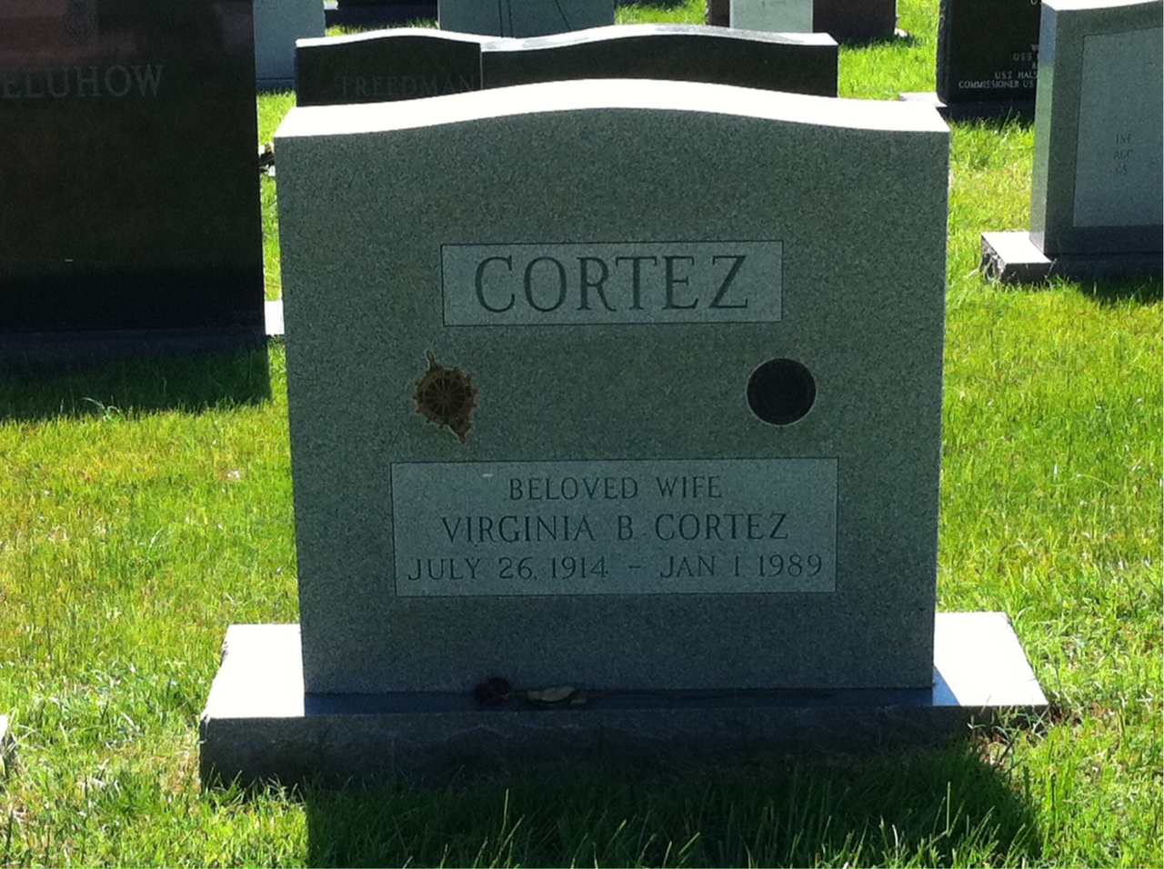 Back of headstone — James Cortez