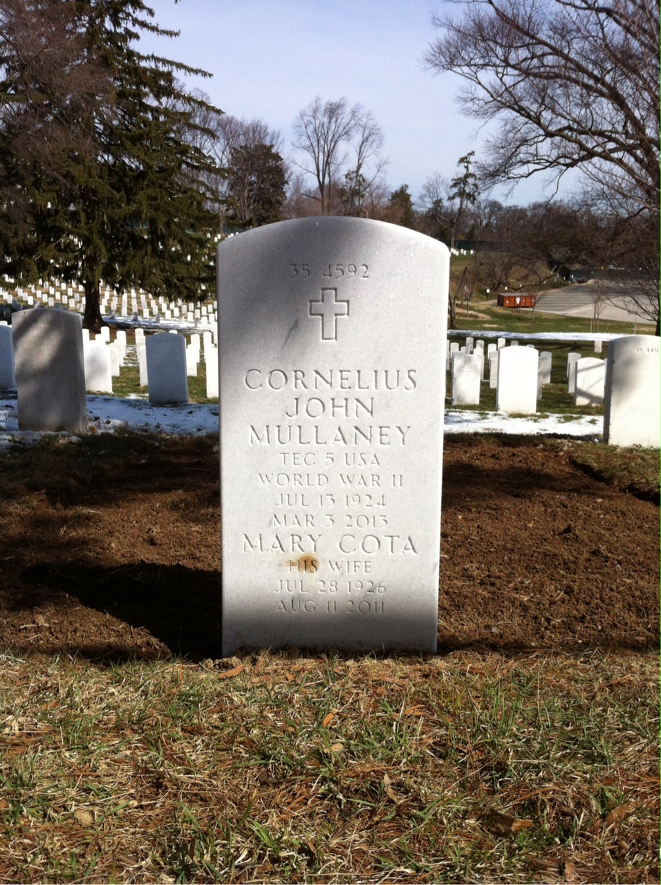 Back of headstone — Cornelius Mullaney