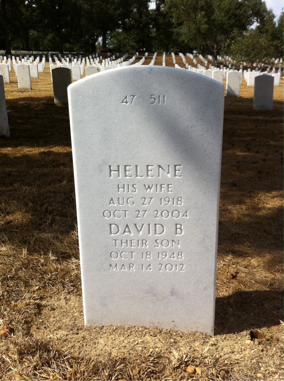 Back of headstone — Sumner Schobel