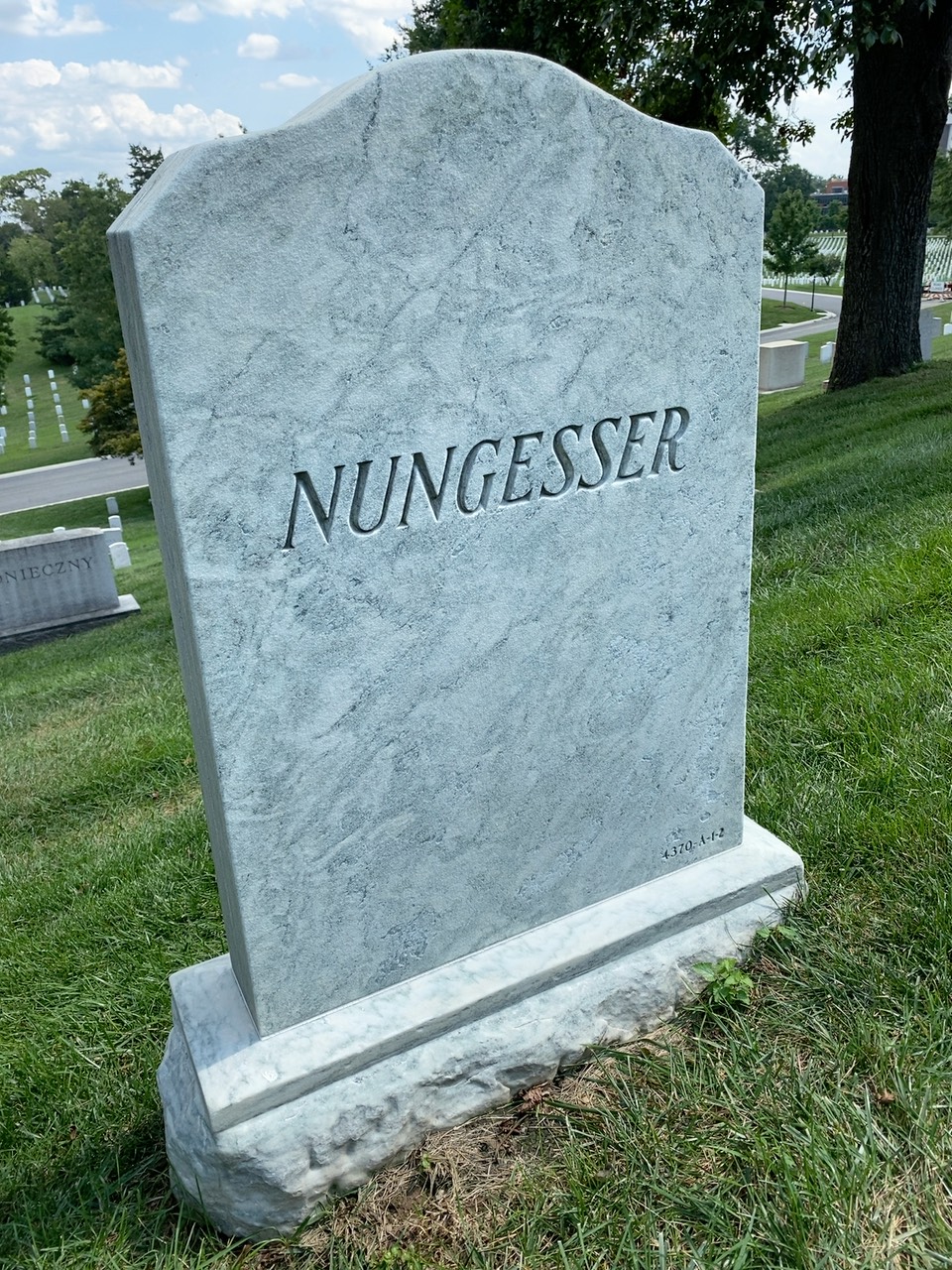 Back of headstone — William Nungesser