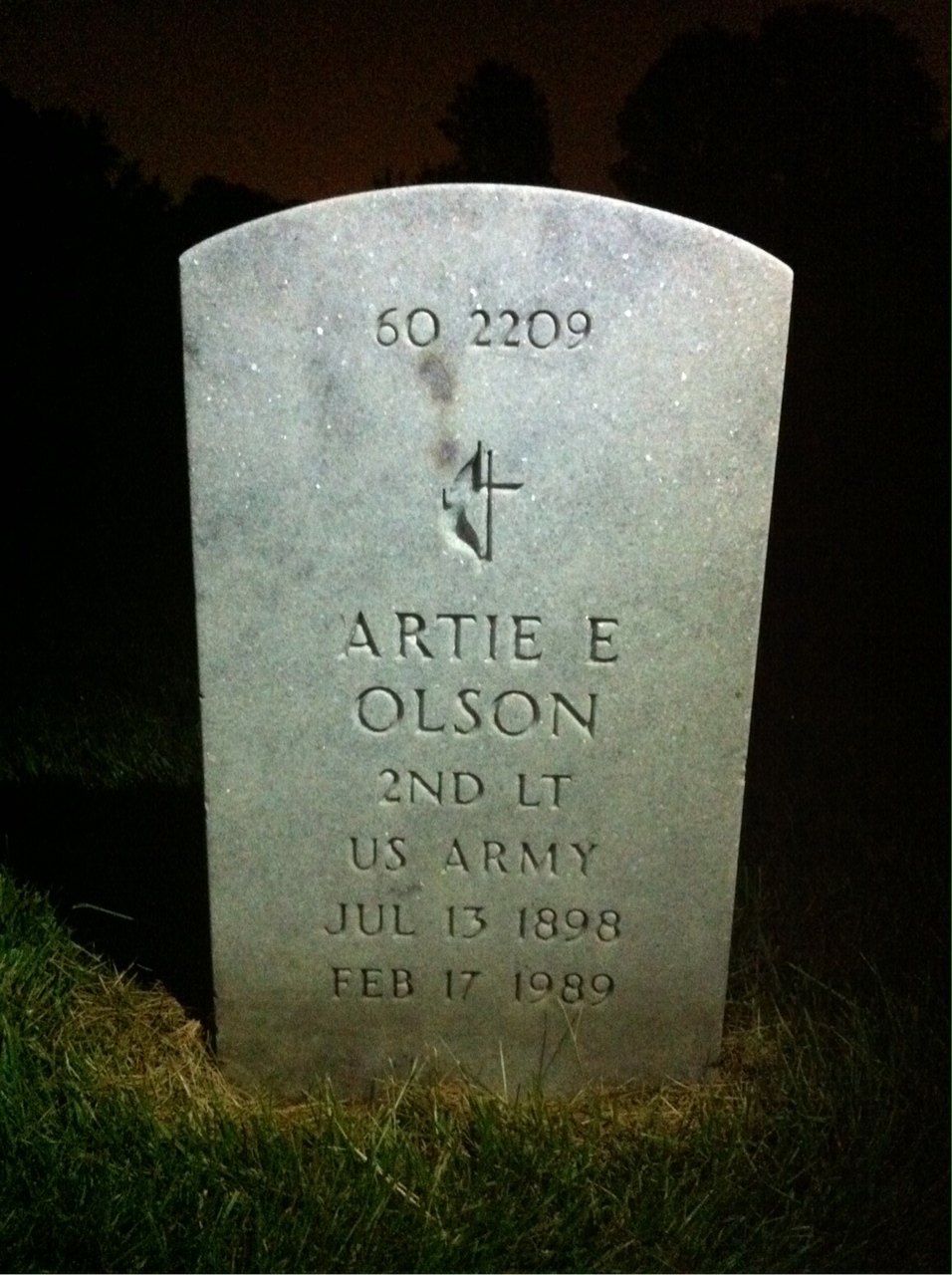 Back of headstone — Clarence Olson