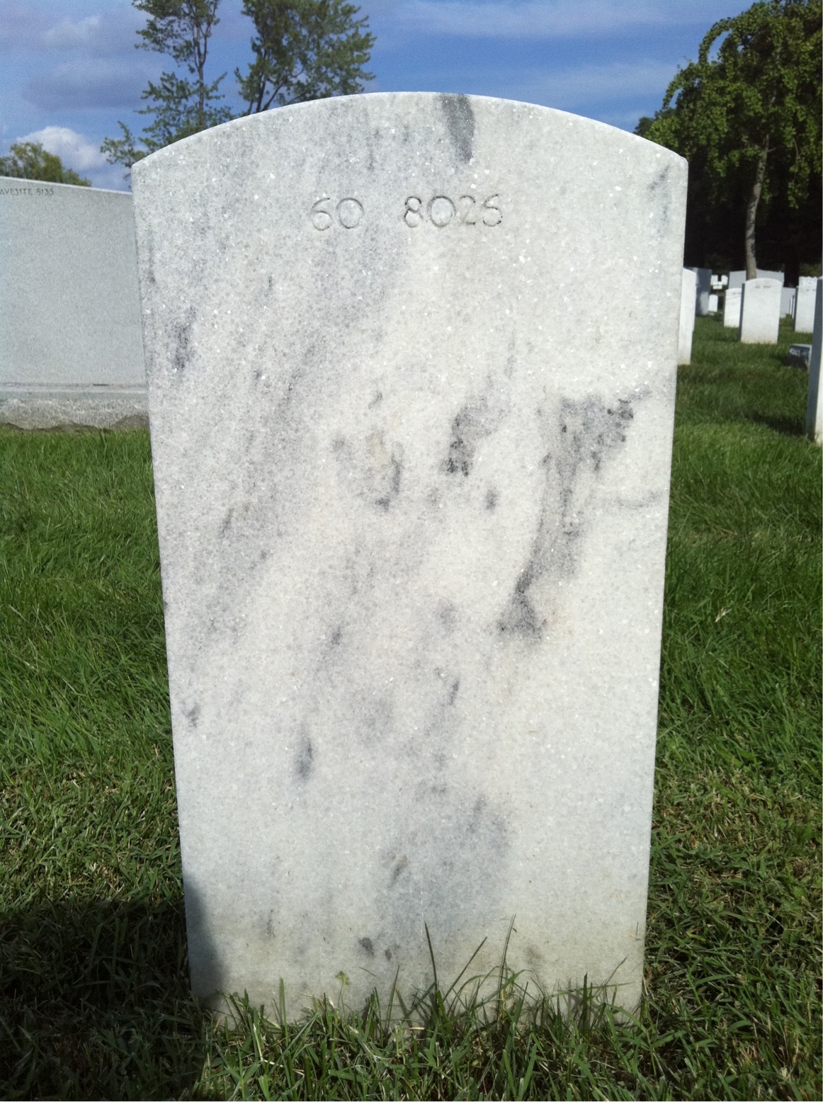 Back of headstone — Lewis Archer