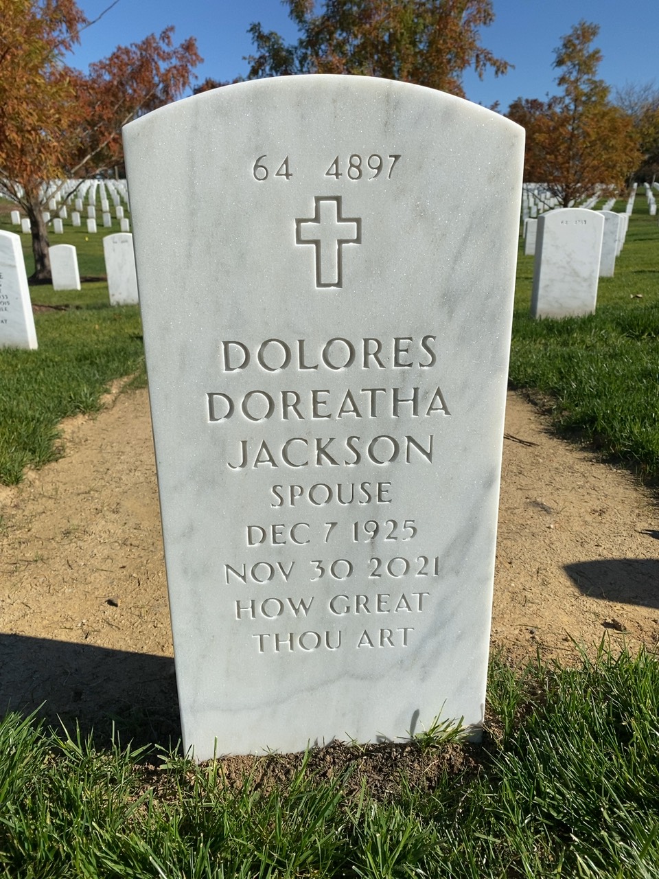 Back of headstone — Ernest Jackson