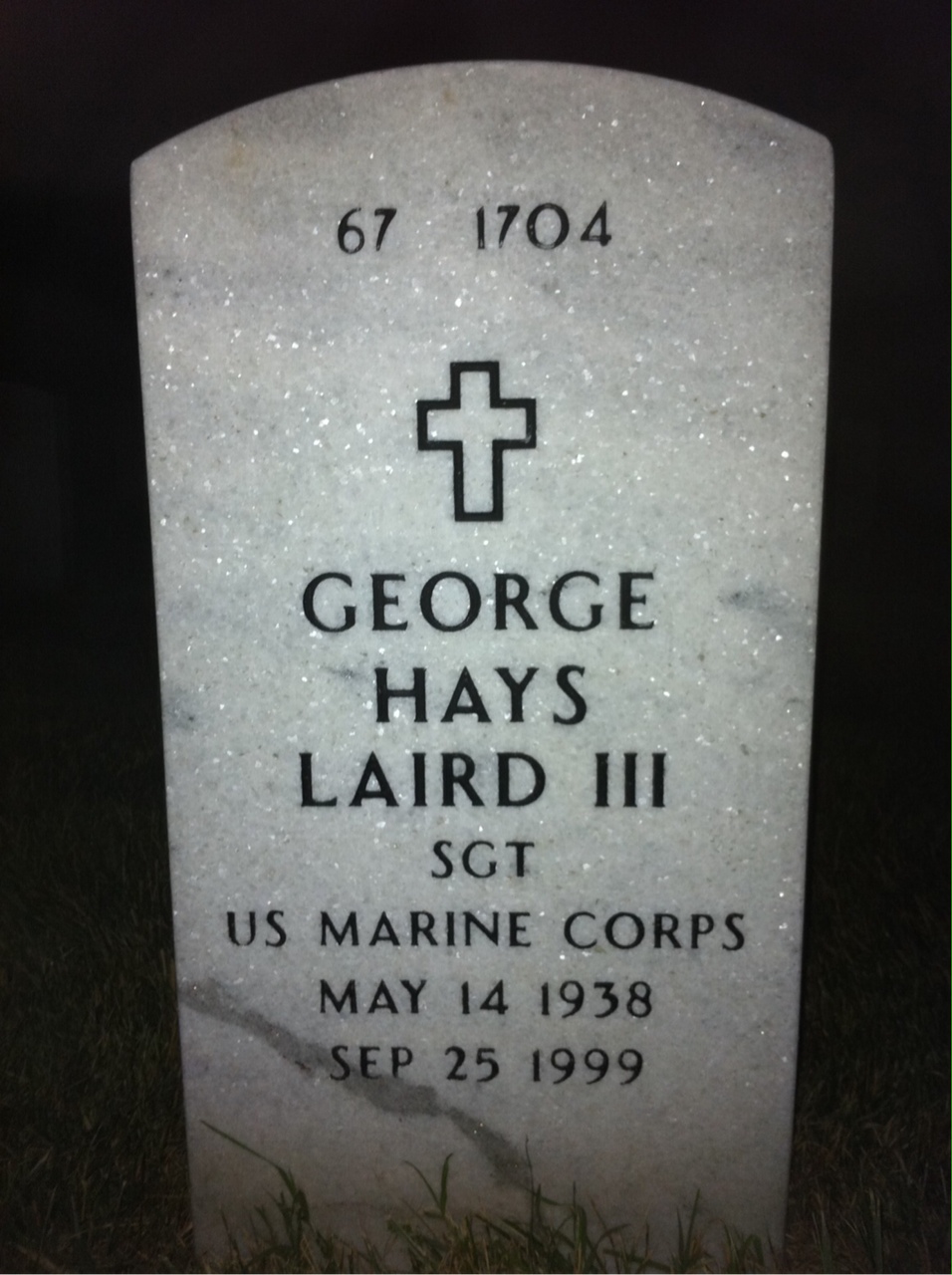 Back of headstone — George Laird