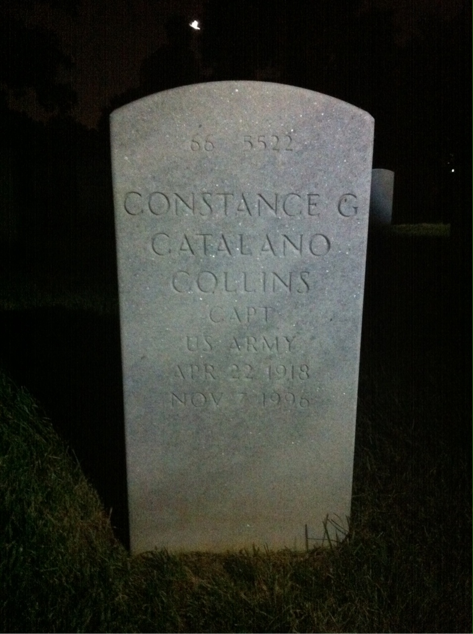 Back of headstone — John Collins