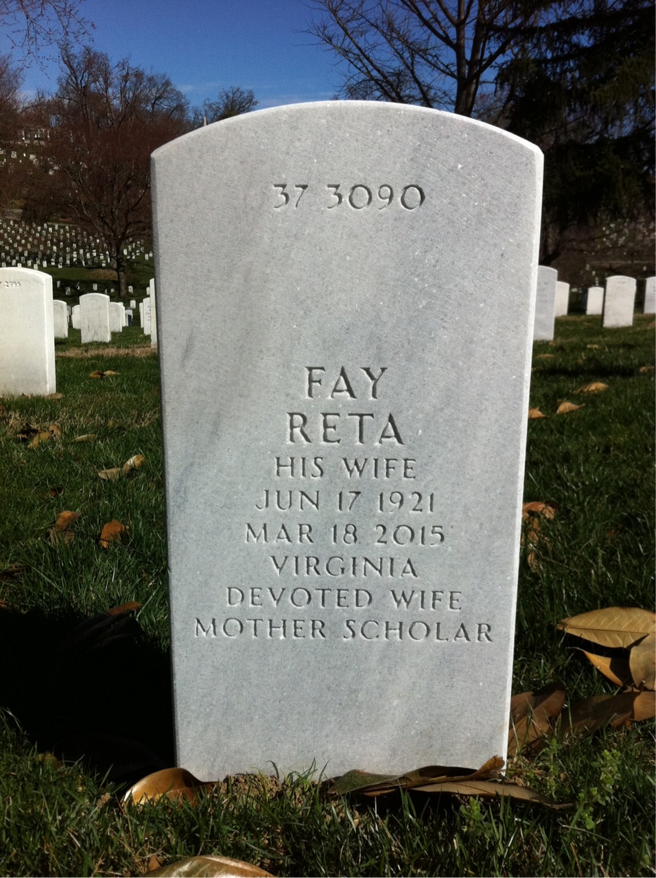 Back of headstone — Edwin Bamberger