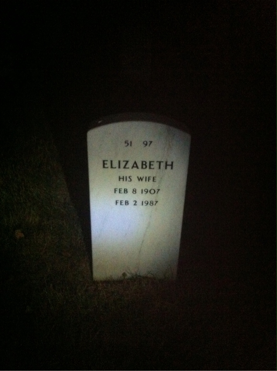 Back of headstone — Elizabeth Abbate