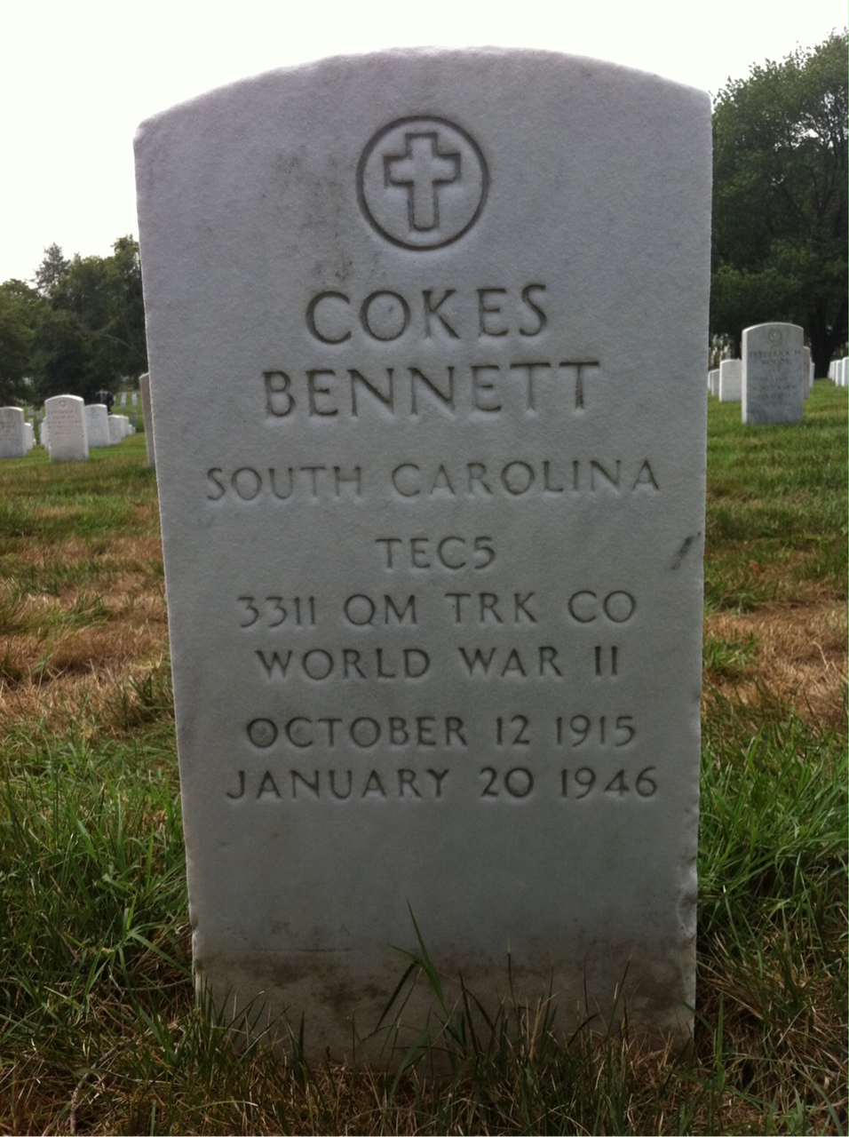 Back of headstone — Willie Bennett