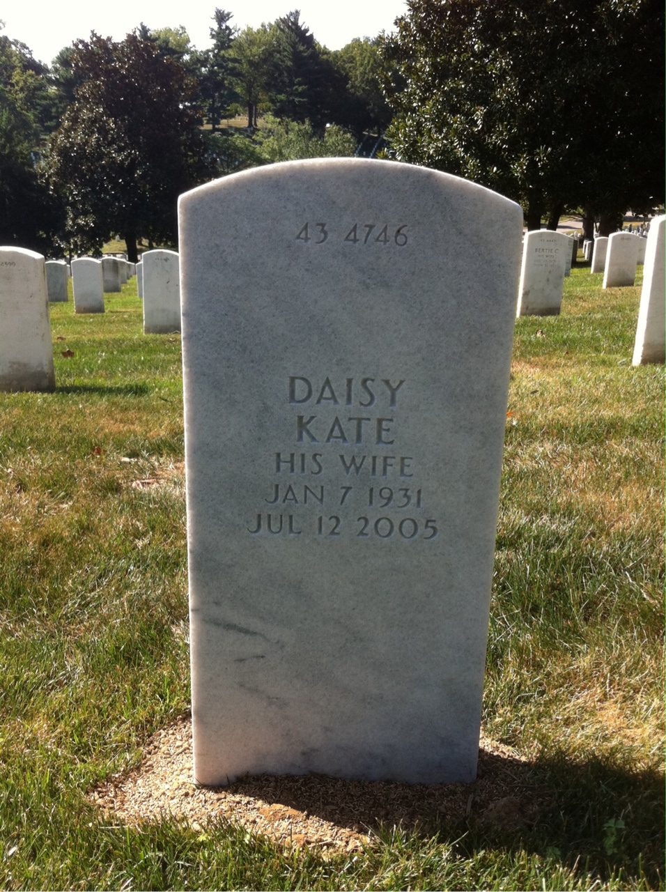 Back of headstone — Roscoe Brown