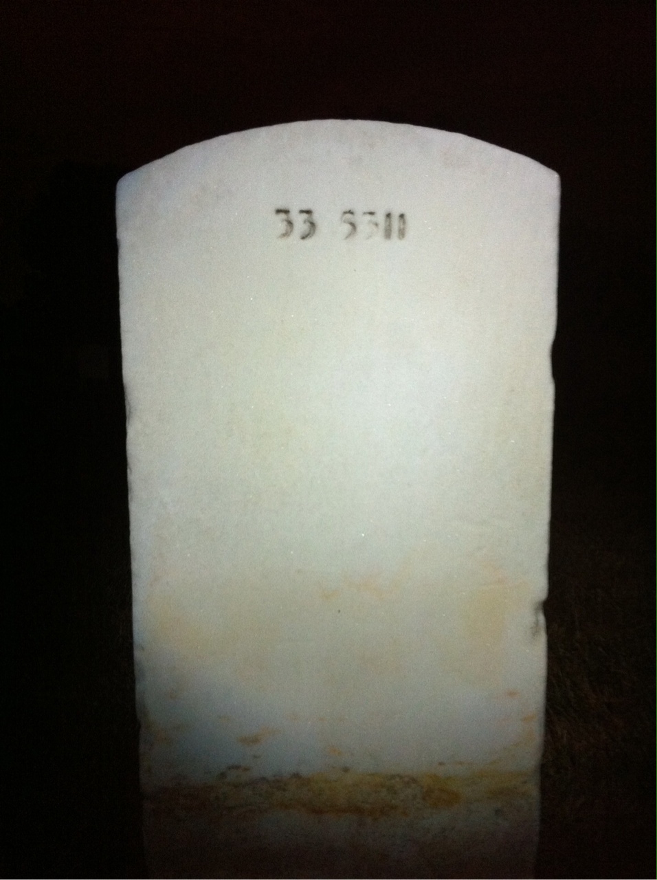 Back of headstone — Thomas J Glawson