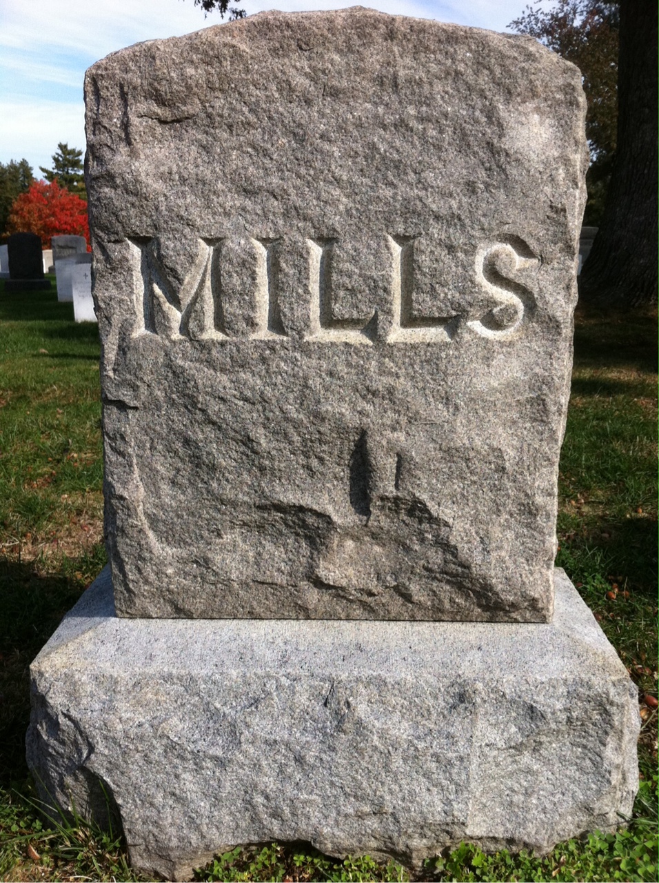Back of headstone — William Mills